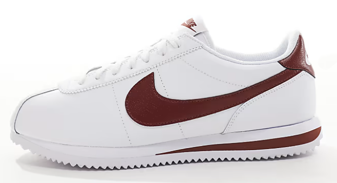 Nike Cortez leather sneakers in white and burgundy $90.00$90.00