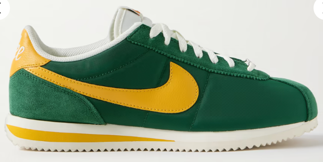 NIKE Cortez Leather and Suede-Trimmed Canvas Sneakers $90 30% off $63