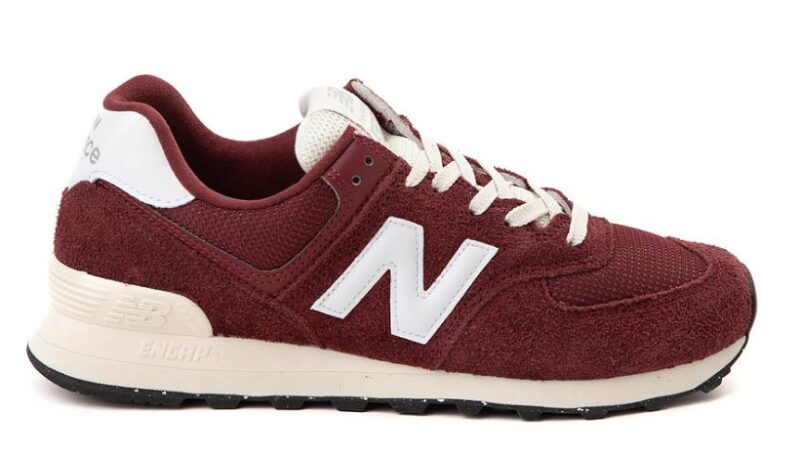 Mens New Balance 574 Athletic Shoe - Crimson / White / Angora $89.99 $59.98