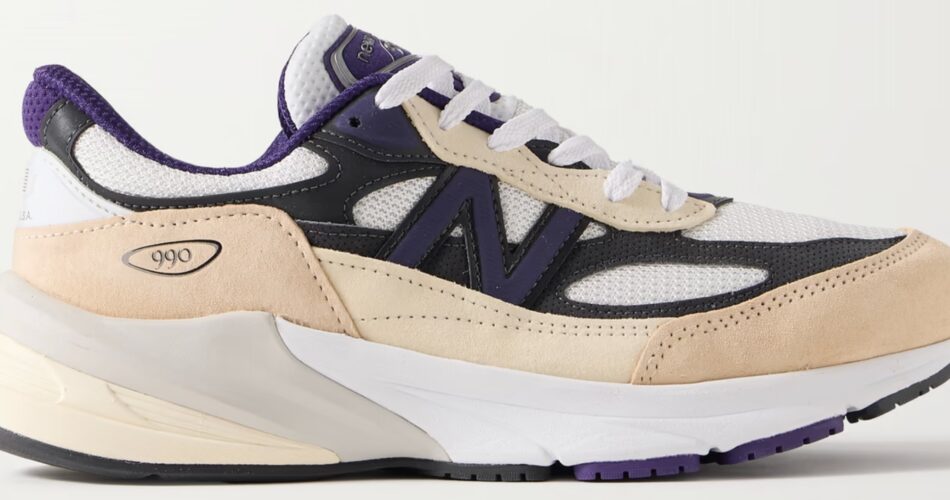 NEW BALANCE 990v6 Leather-Trimmed Suede and Mesh Sneakers $200 40% off $120