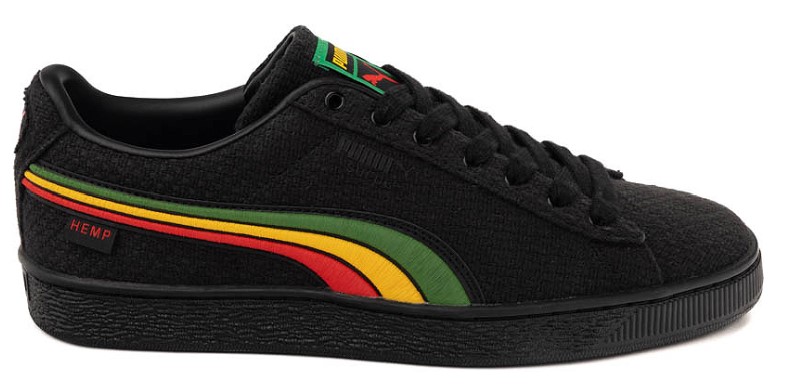 Mens PUMA Suede Hemp Athletic Shoe - Black / Pop Red / Yellow / Alpine Green $74.99 $49.98