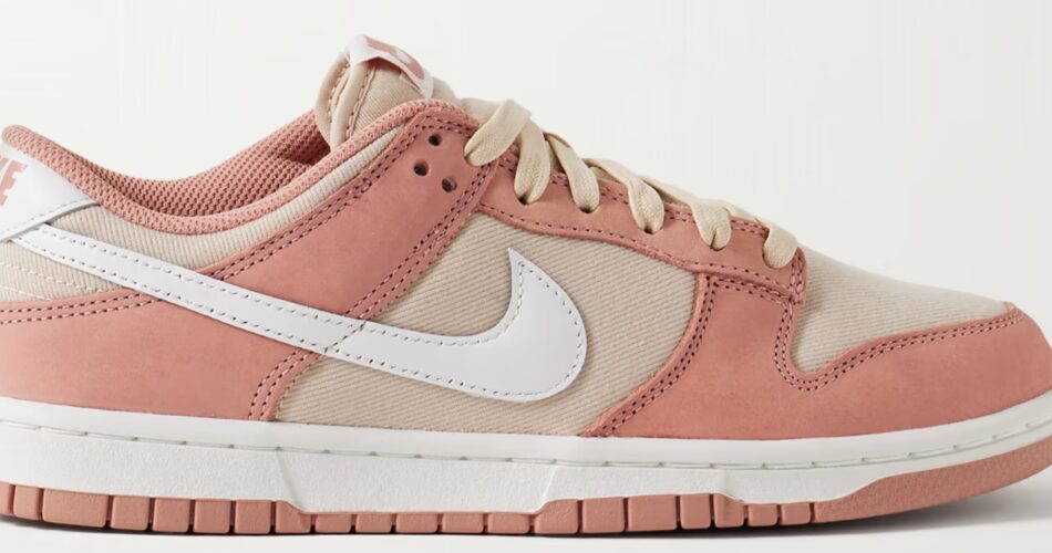 NIKE Dunk Low Retro PRM Leather-Trimmed Suede and Twill Sneakers $125 60% off $50