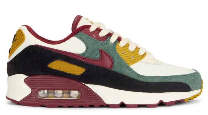 Nike Air Max 90 Prm in Coconut Milk/ Dark Team Red/ Vintage Green $105.00 $140.00