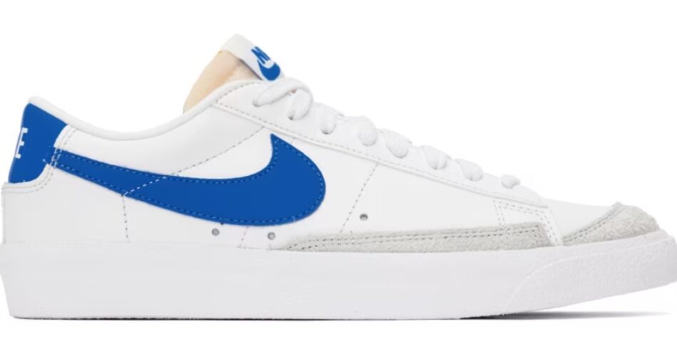 Nike White & Blue Blazer Low '77 Vintage Sneakers $59 USD $90 USD 34% OFF