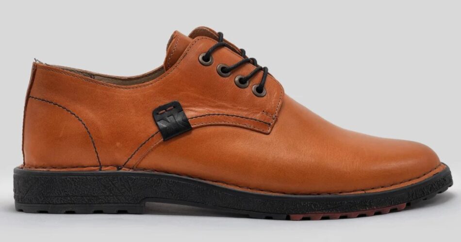 Kacper Ships and sold by Linz Shop men's derby leather dress shoes in orange $82.00 Regular price $129.00 Sale price 36% off