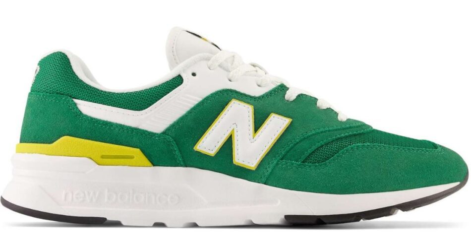 $90.00 $58.98 New Balance 997H Men's Green/White/Yellow Shoe 34% Off 20% off in bag!