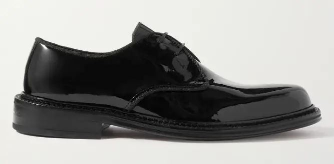Grosgrain-Trimmed Patent-Leather Derby Shoes $400 50% off $200