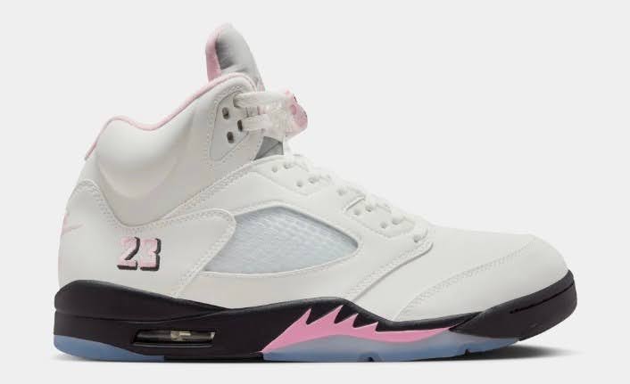 Air Jordan 5 Retro White/Medium Soft Pink/Black Mens Lifestyle Shoes $215.00 $ 164.98