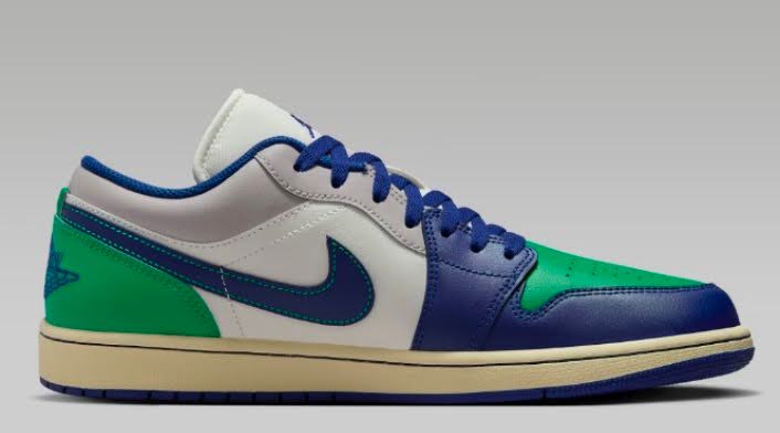 Air Jordan 1 Low Sail/Stadium Green/Neutral Grey/Deep Royal Blue Men's Shoes $84.97 $120.00 29% off