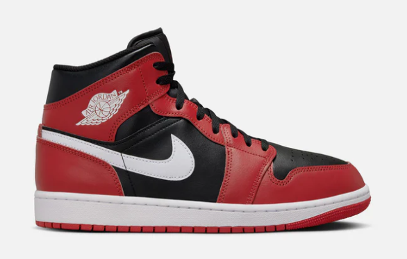 AIR JORDAN 1 MID BLACK GYM RED $125 $89.97