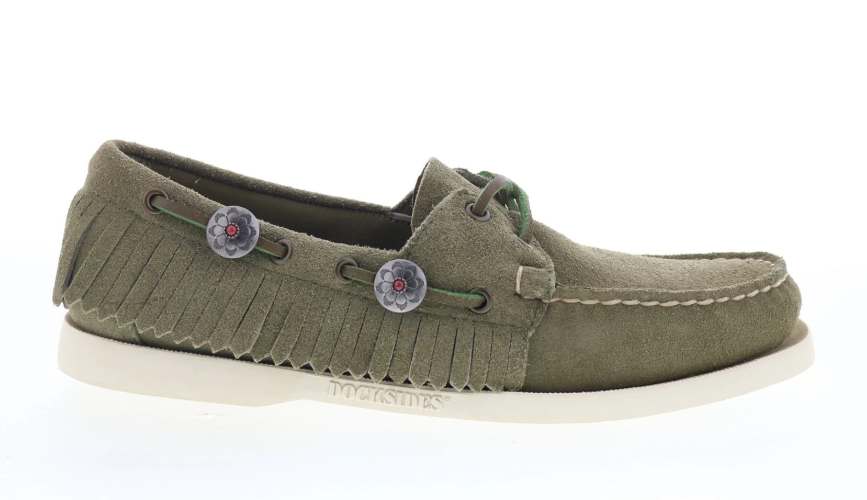 Sebago Portland Fringes 741148W-909 Mens Green Loafers & Slip Ons Boat Shoes by Sebago at Ruze Shoes