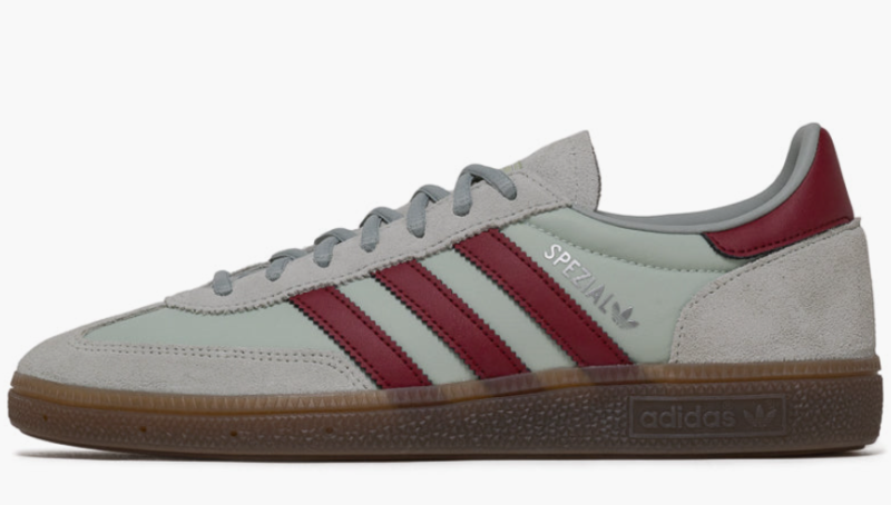 Adidas Handball Spezial - Linen Green/Noble Maroon is $71.50 at Sneaker Politics, down from $130 (45% off). Full size run at the time of scan.