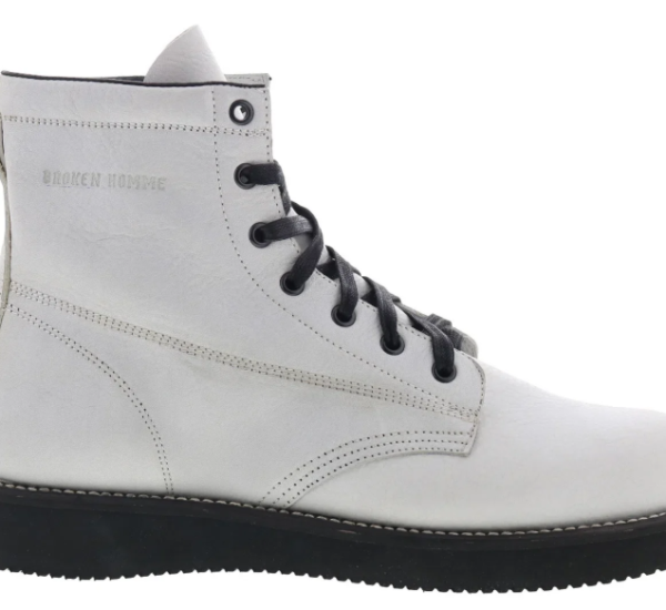 Broken Homme James Boot FB12002 Mens White Leather Casual Dress Boots is $70.99 at Ruze Shoes, down from $299 (76% off). Full size run at the time of scan.