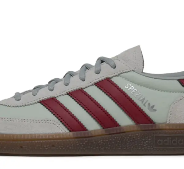 Adidas Handball Spezial - Linen Green/Noble Maroon is $71.50 at Sneaker Politics, down from $130 (45% off). Full size run at the time of scan.