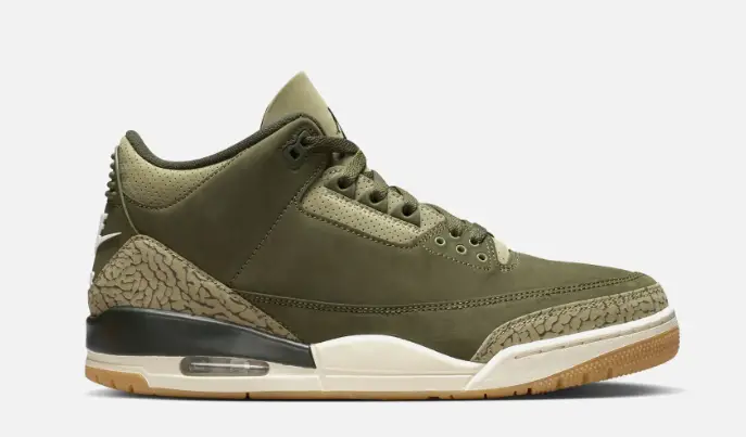 Air Jordan 3 Retro Medium Olive Mens Lifestyle Shoe - Medium Olive/Sequoia/Neutral Olive/Sail/Total Crimson
